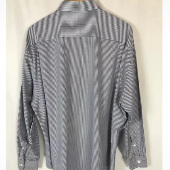 NORDSTROM MENS LONG SLEEVE BUTTON DOWN SHIRT BLUE PINSTRIPE 17x36 100% COTTON - Picture 3 of 7